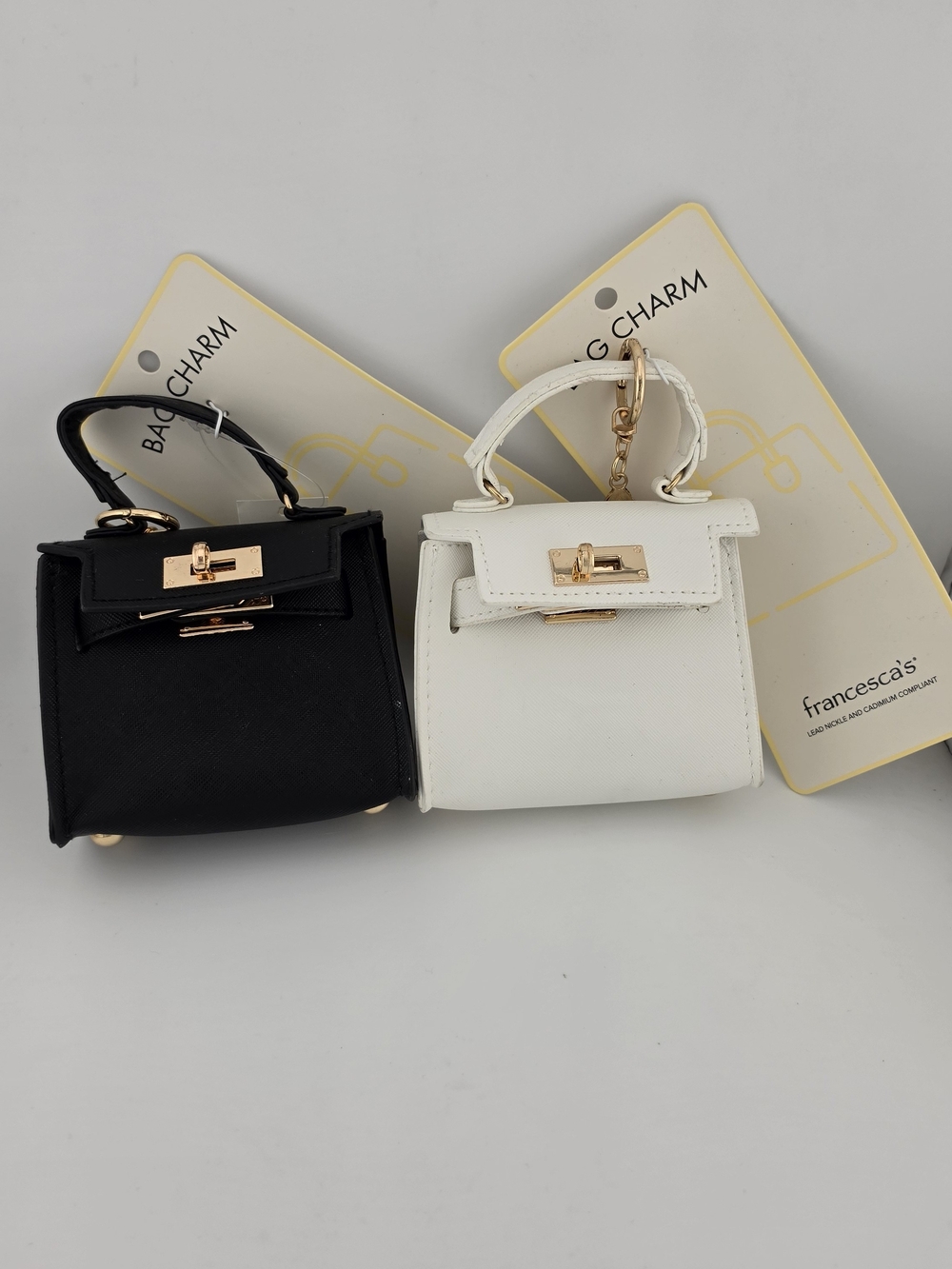 Luxury Mini Bag Charm Keychain - White Or Black - Picture 4 of 7